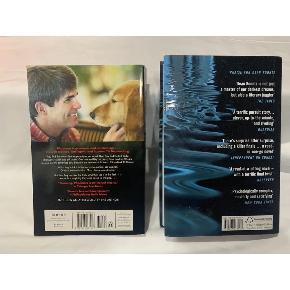 Dean Koontz Book Lot of 2 Phantoms Paperback & Breathless Hardcover Thriller